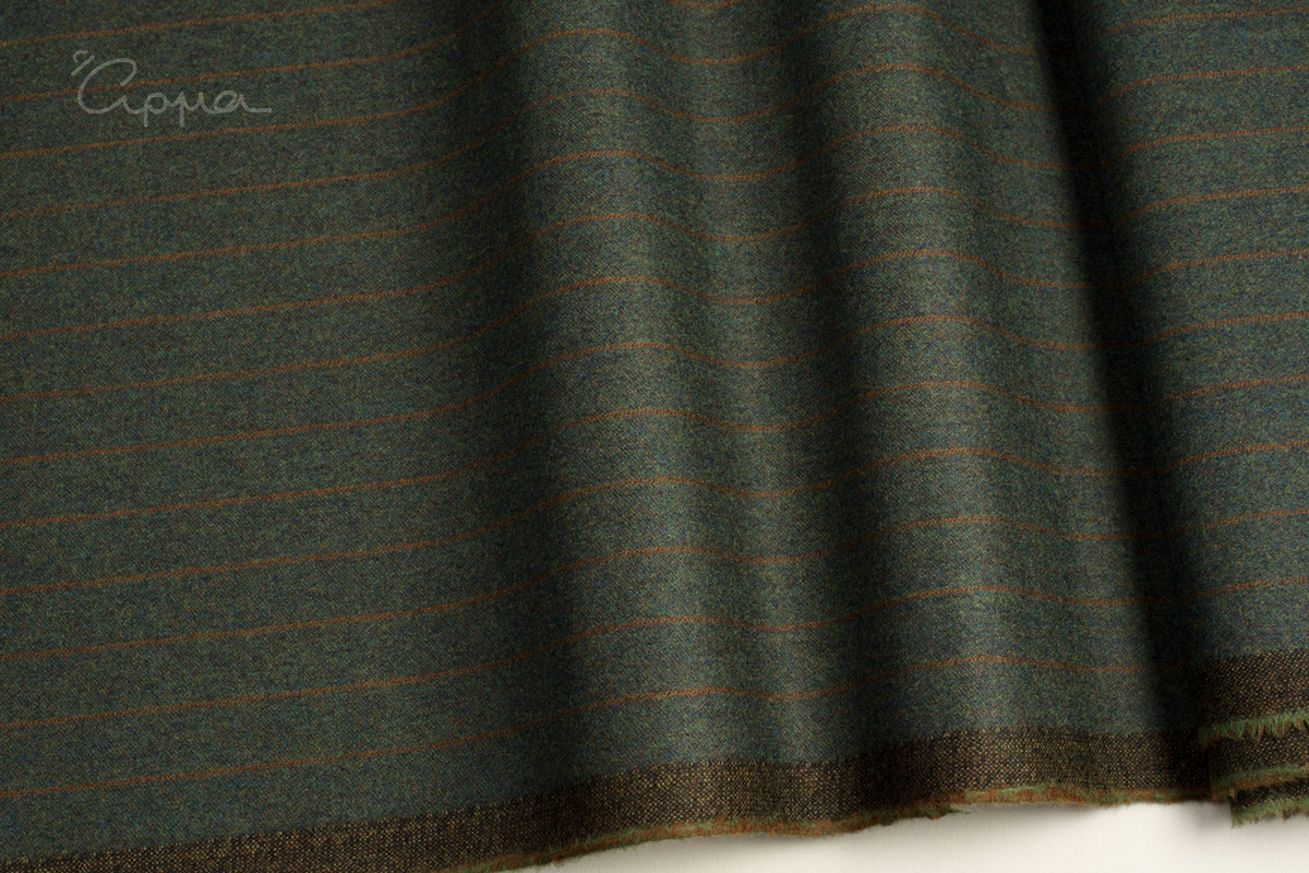 ALL WOOL FABRIC-STRIPPED-GREEN, BROWN COLOR