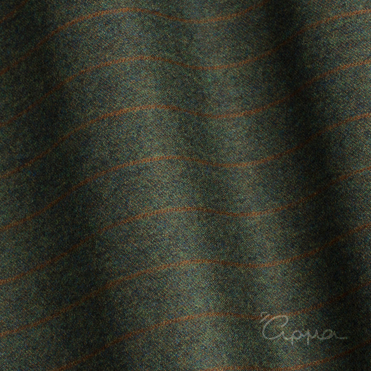 ALL WOOL FABRIC-STRIPPED-GREEN, BROWN COLOR