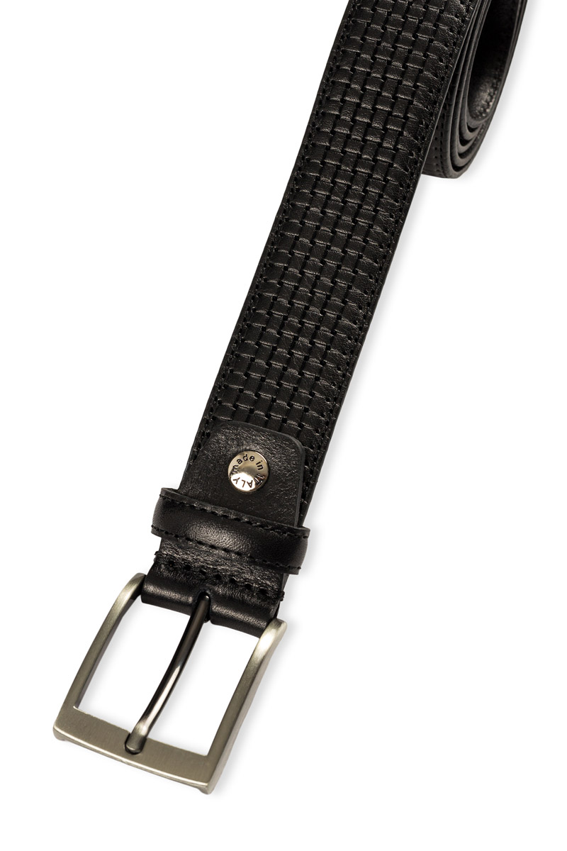 LEATHER BELT - WITH MOTIF - BLACK COLOR- ITALY