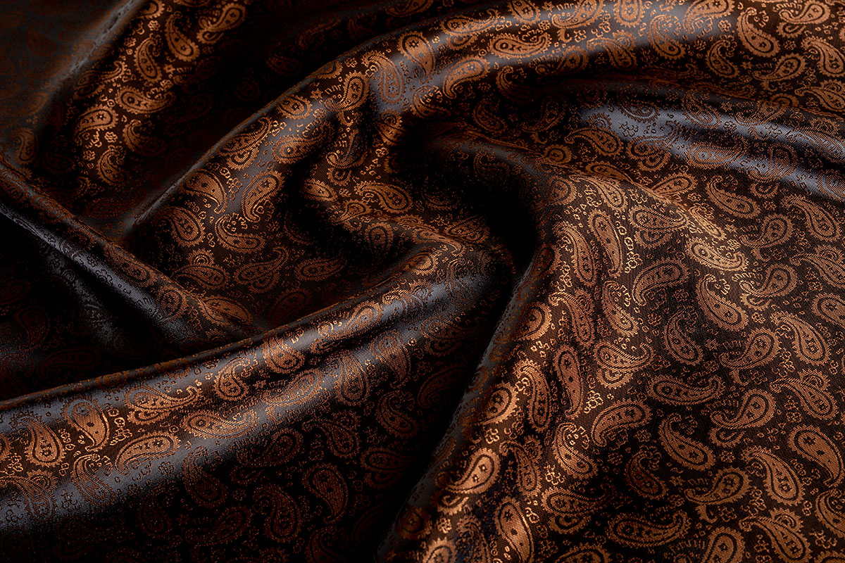 VISCOSE FABRIC- PAISLEY MOTIF - BROWN COLOR