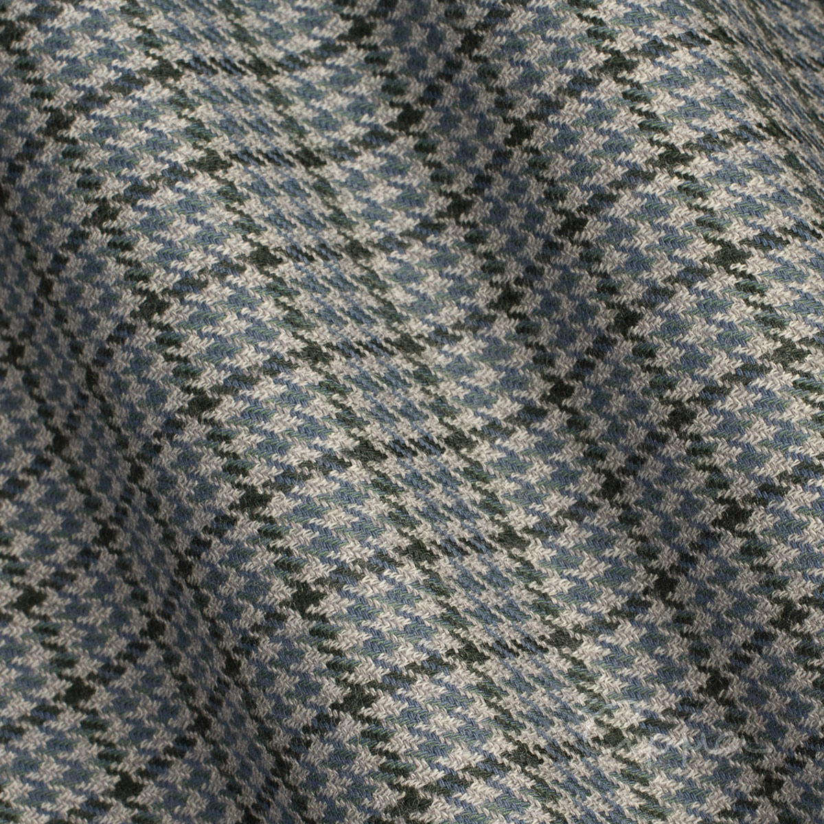 ALL WOOL FABRIC- GUNCLUB CHECK - LIGHT GRAY, BLUE RAF, FOREST GREEN COLOR - ENGLAND