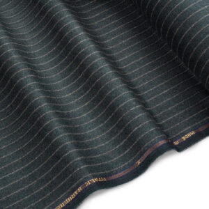 WOOLEN FLANNEL FABRIC- STRIPED MOTIF- GREEN, WHITE COLOR, VITALE BARBERIS CANONICO