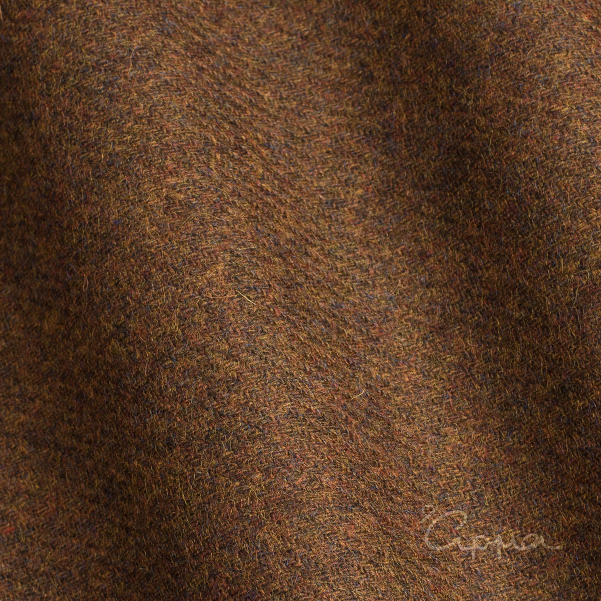 ALL WOOL FABRIC - TWEED MOTIF - DARK ORANGE, BROWN COLOR - DORMEUIL
