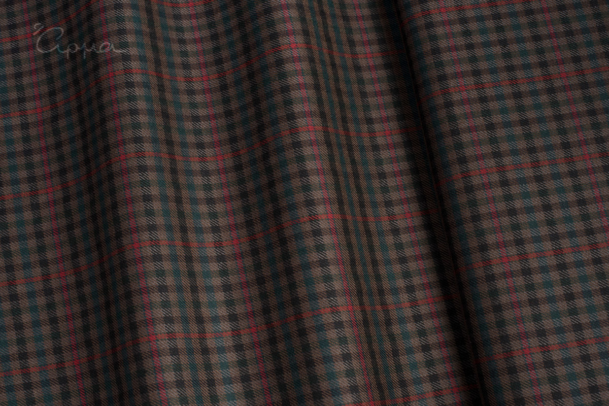 ΜΑΛΛΙ, CASHMERE, ΜΕΤΑΞΙ ΥΦΑΣΜΑ - ΚΑΡΟ ΣΧΕΔΙΟ ΤΥΠΟΥ OVERCHECK - ΚΑΦΕ, ΜΑΥΡΟ, ΠΡΑΣΙΝΟ, ΚΟΚΚΙΝΟ ΧΡΩΜΑ - DORMEUIL