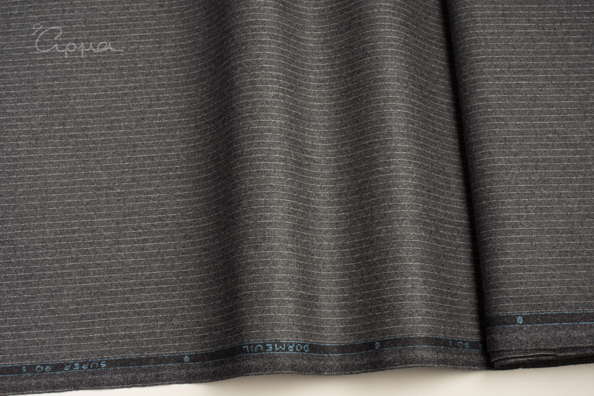 ALL WOOL FLANNEL - STRIPES MOTIF - GRAY, WHITE COLOR - DORMEUIL