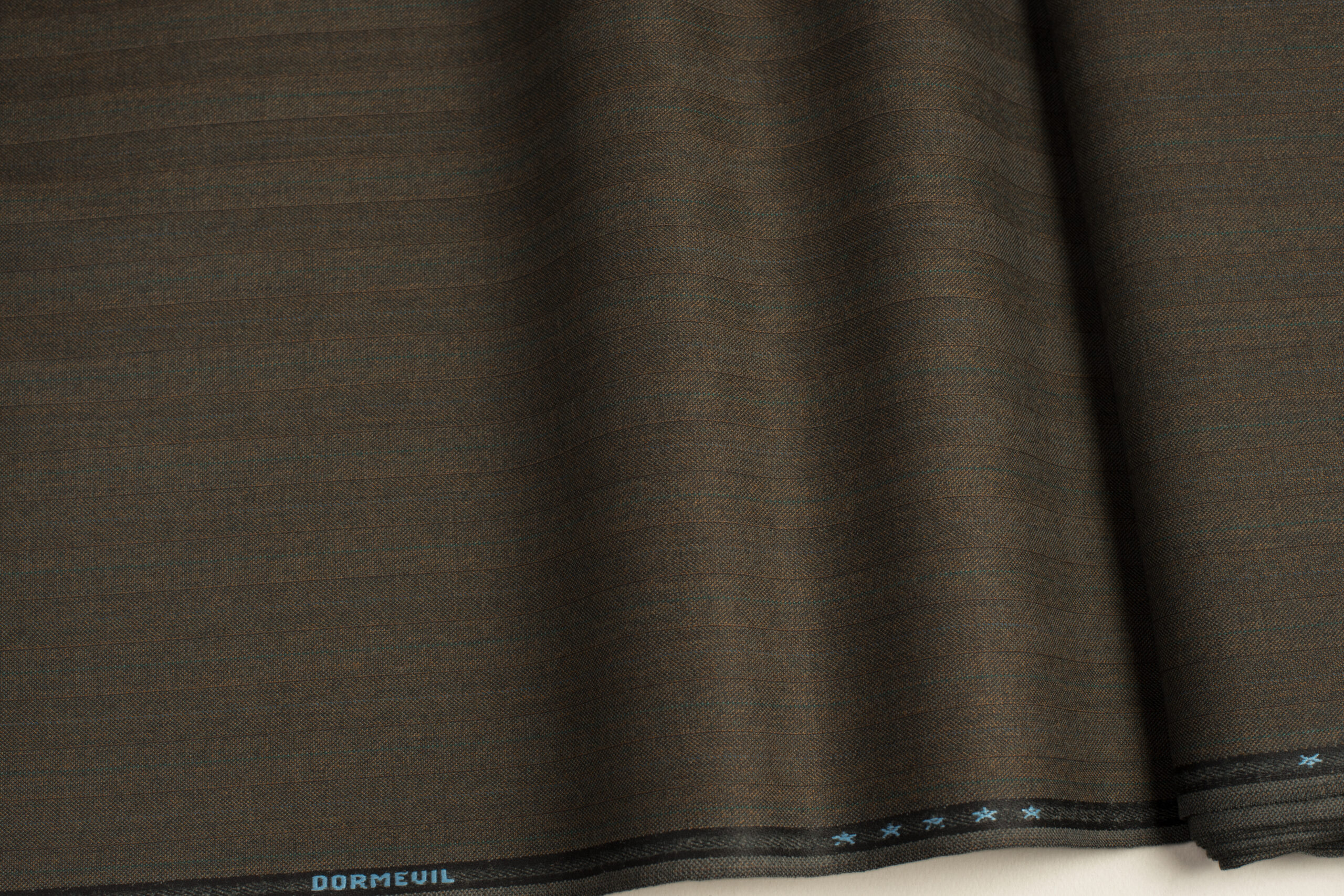 ALL WOOL FABRIC - MULTI STRIPES MOTIF - PETROL, LIGHT BLUE, BLACK COLOR - DORMEUIL
