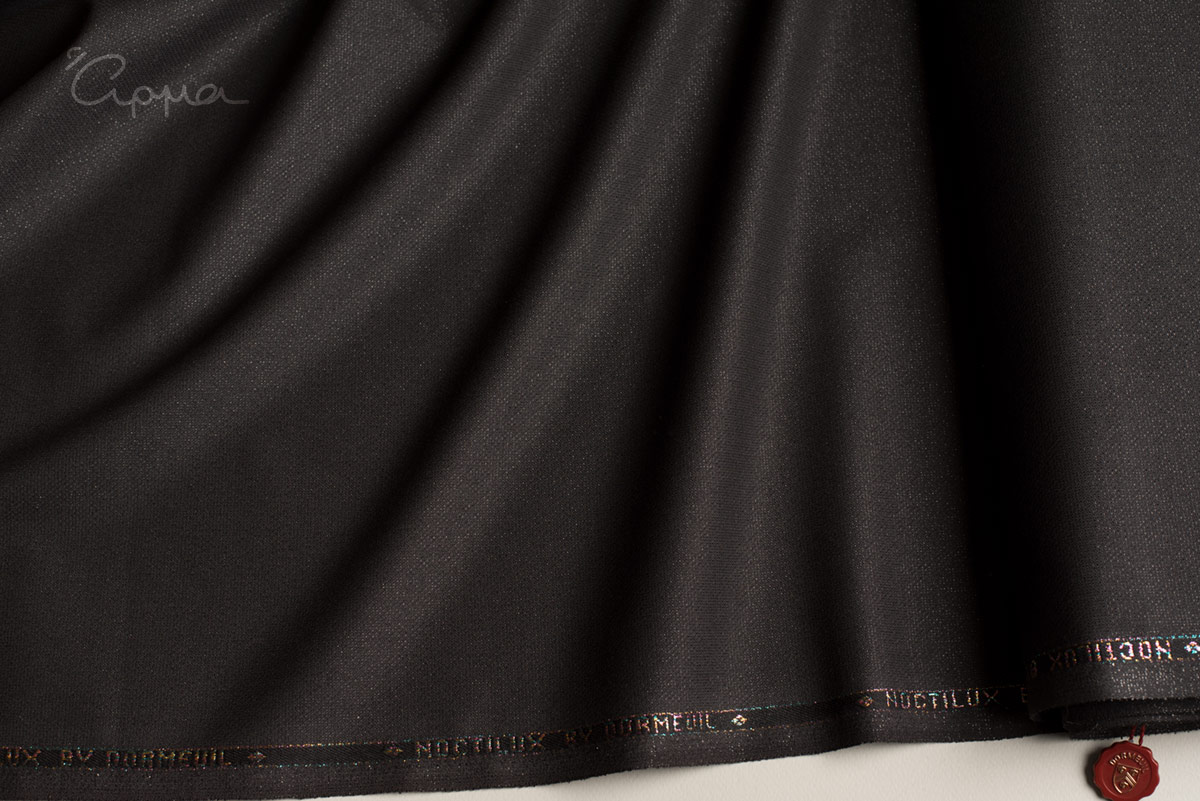 WORSTED WOOL, SILK, POLYAMIDE FABRIC- BLACK COLOR
