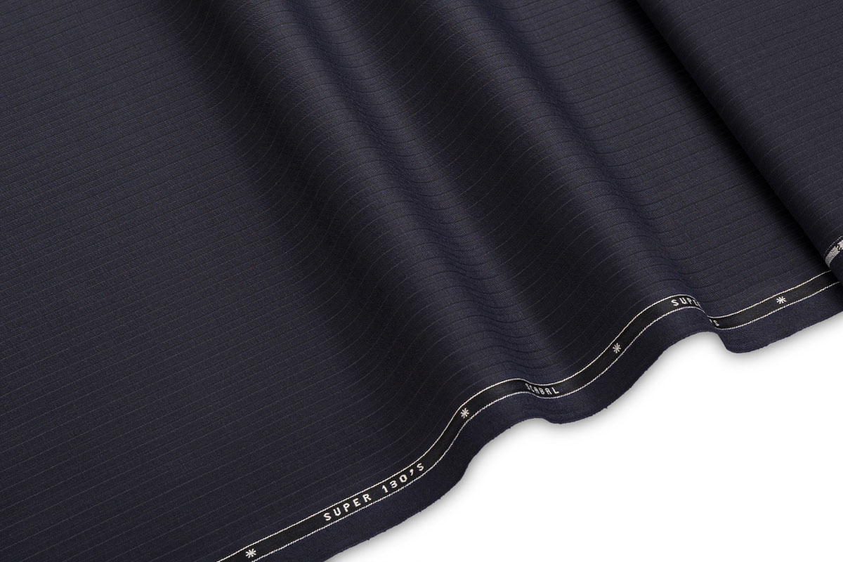 SUPER 130's FABRIC- STRIPES MOTIFS- BLUE, BLACK COLOR