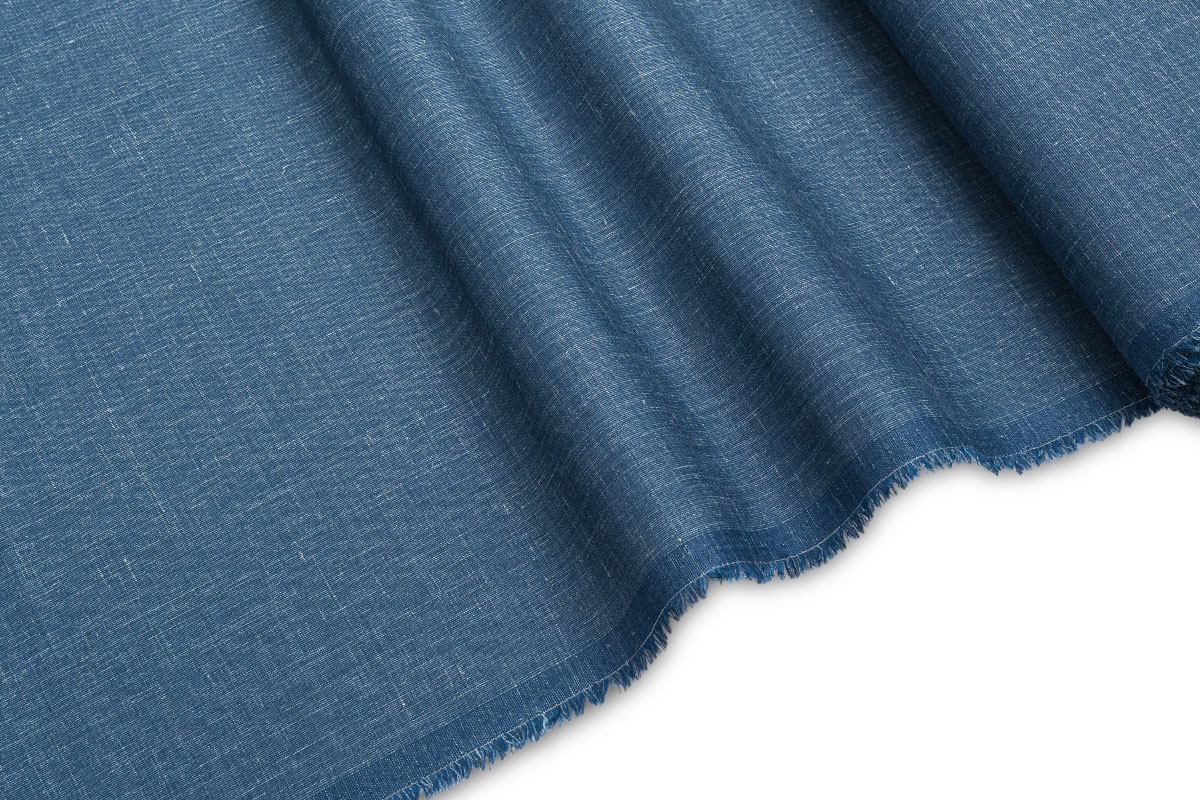 ΜΑΛΛΙ, ΜΕΤΑΞΙ, ΛΙΝΟ ΥΦΑΣΜΑ- ΜΠΛΕ ΧΡΩΜΑ - VITALE BARBERIS CANONICO