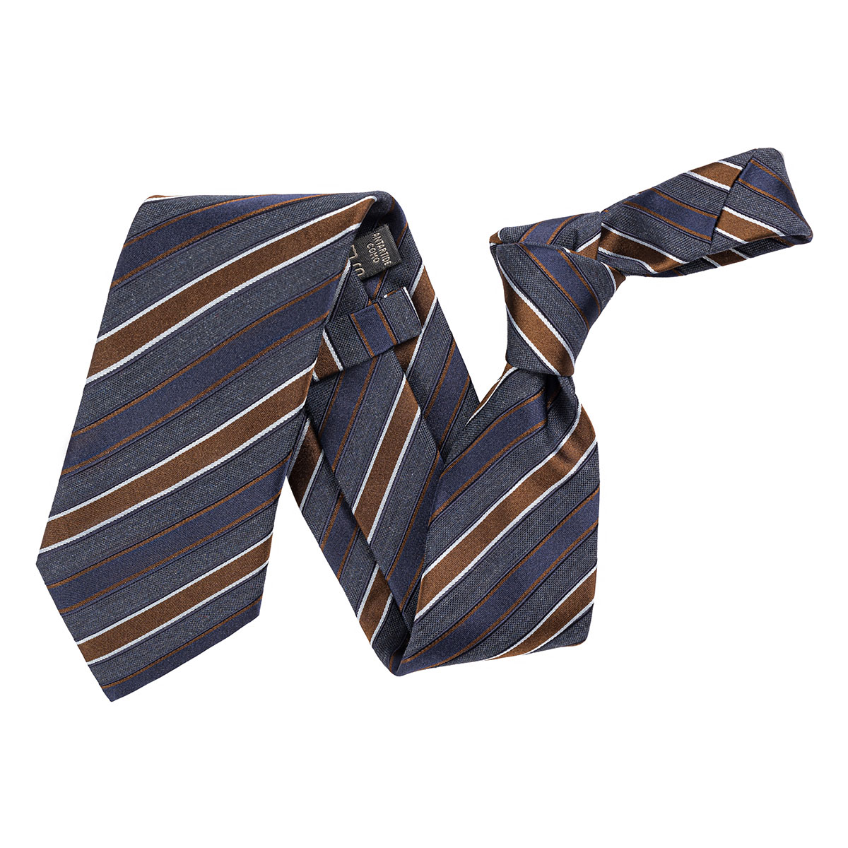 ΜΕΤΑΞΩΤΗ ΓΡΑΒΑΤΑ- 8 ΕΚ. ΦΑΡΔΟΣ- ΡΙΓΕ ΣΧΕΔΙΟ- ΜΠΛΕ ΡΑΦ, ΚΑΦΕ, ΑΣΠΡΟ ΧΡΩΜΑ