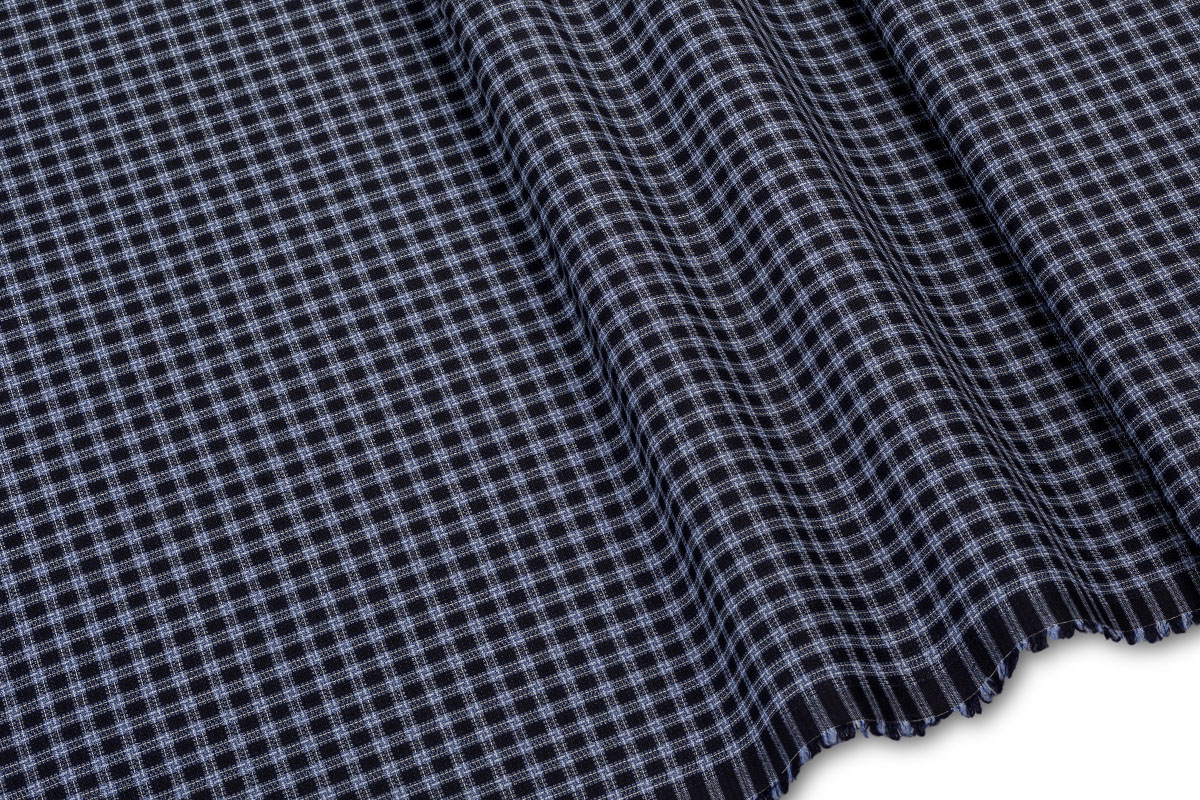 ΟΛΟΜΑΛΛΟ ΥΦΑΣΜΑ - TROPICAL - ΚΑΡΟ ΤΥΠΟΥ GUN CLUB CHECK - ΜΠΛΕ ΣΚΟΥΡΟ, ΓΑΛΑΖΙΟ ΧΡΩΜΑ